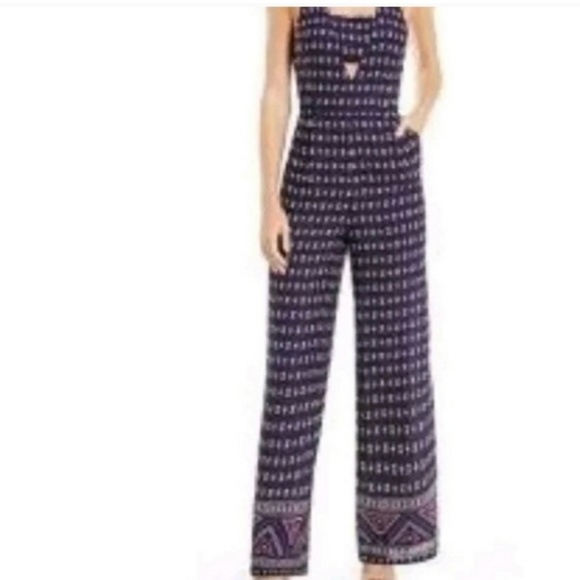 Skies are Blue Jumpsuit Women M Blue Halter Preppy Wide Leg Feminine Western 90s - Picture 1 of 16